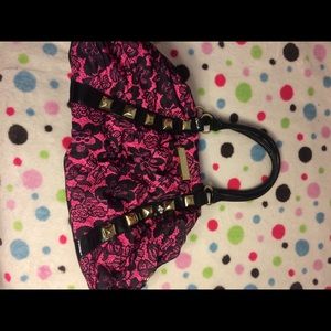 Betsey Johnson: Pink lace pattern bag